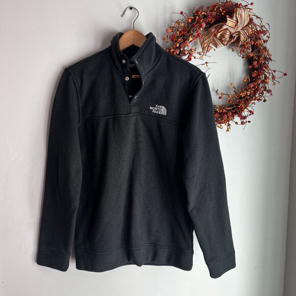 The North Face Men's Snap-Neck Pullover Fleece Top LARGE in Black - Picture 1 of 12
